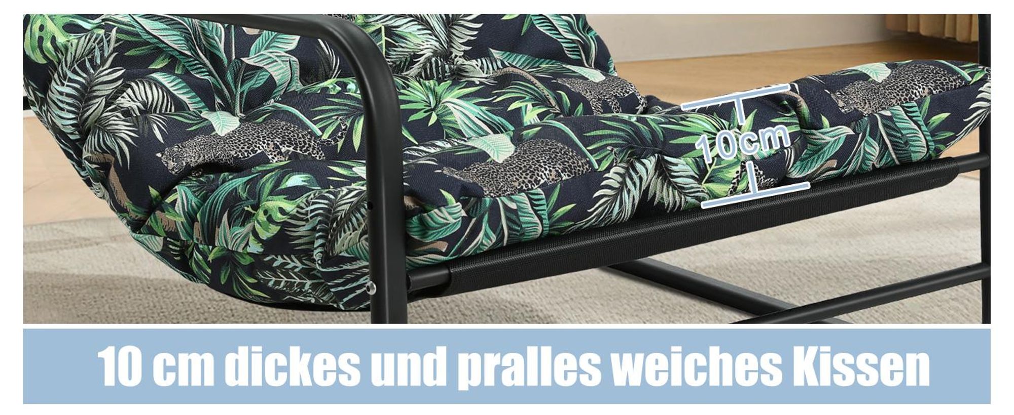 Sessel Wohnzimmer Gartenliege mit Wendekissen Balkon möbel aus Stahl gepolsterter Stuhl für 2 Personen Balkon Garten Terrasse