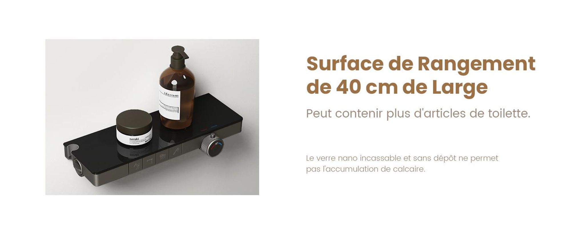EMKE® Système de douche avec thermostat Anthracite mat avec douche enfant, affichage digital & filtre à chlore 4 sorties Familial Colonne de douche F23