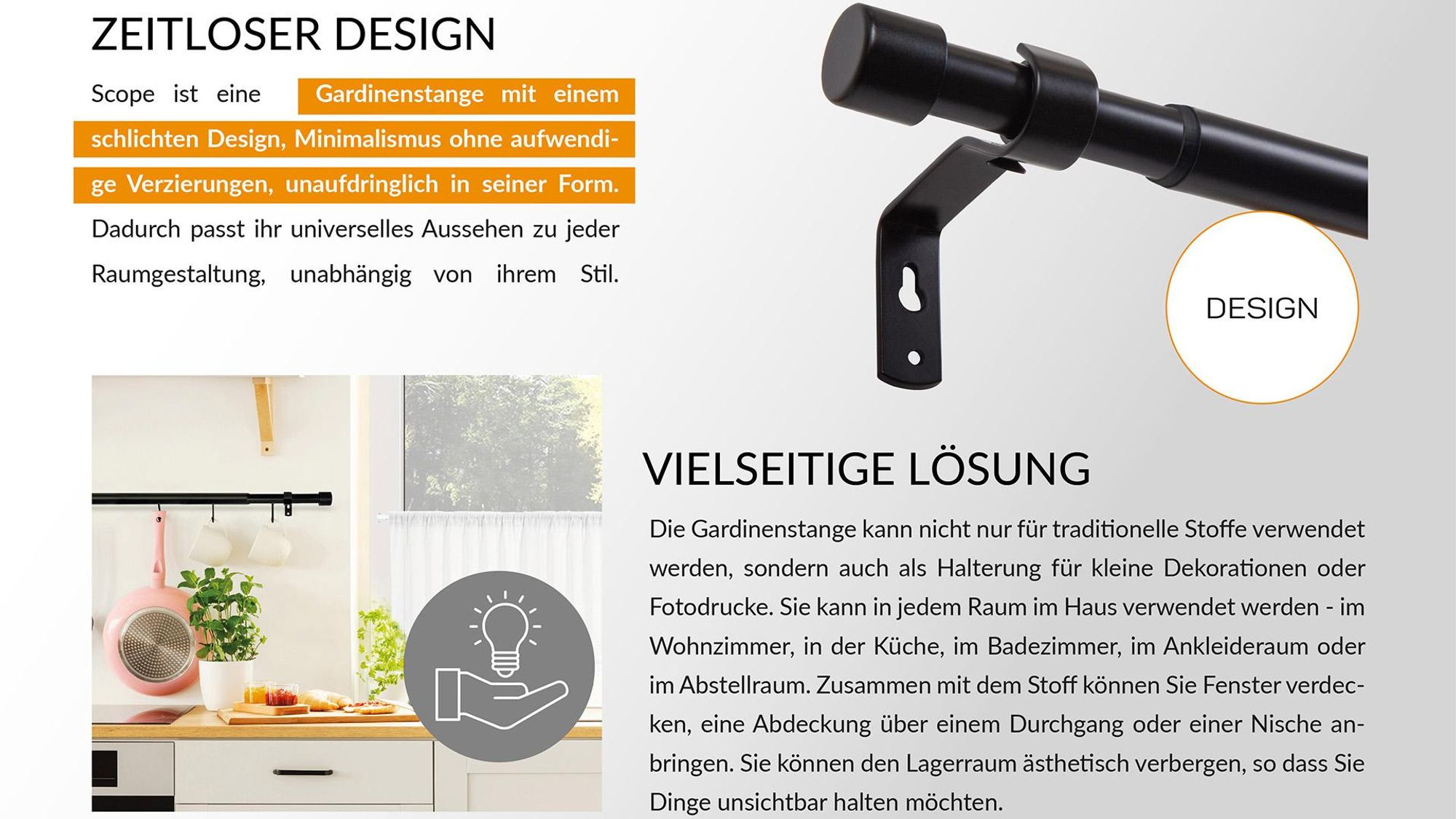 Gardinenstange, MARDOM, Vorhangstange, Metall, Ausziehbar, für Gardinen und Vorhänge