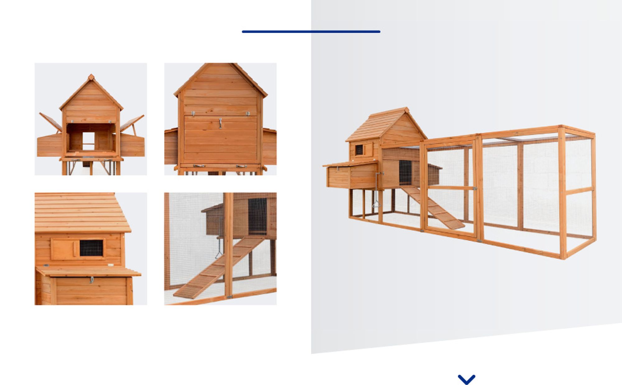Wiltec Hühnerstall 3100 x 1500 x 1500 mm braun mit Freilauf und Nistkästen aus Holz, Hühnerhaus mit Unterschlupf, Gitter und Kotwanne verzinkt
