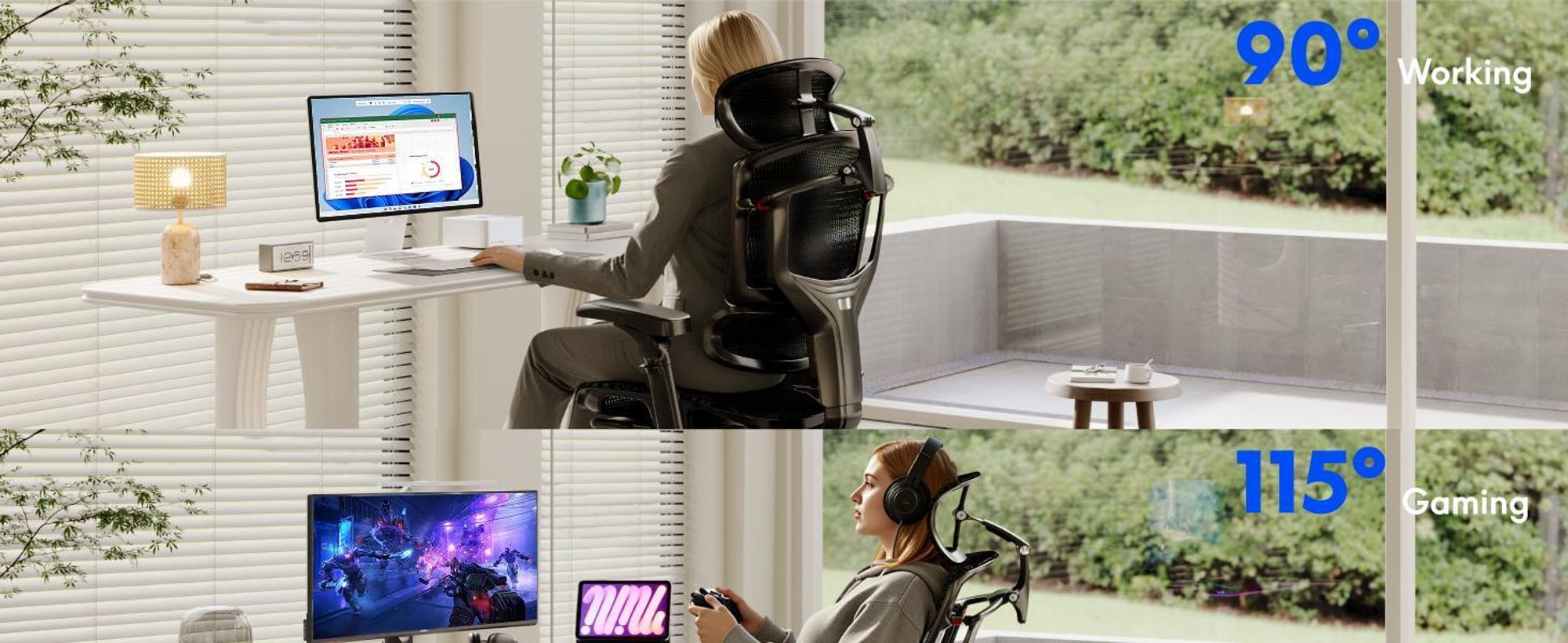 FLEXISPOT ErgoX Pro Ergonomischer Bürostuhl 12-stufig höhenverstellbar 7D Armlehnen 5D Lendenstütze 4D Kopfstütze 250 kg Tragkraft Netzsitz Grau