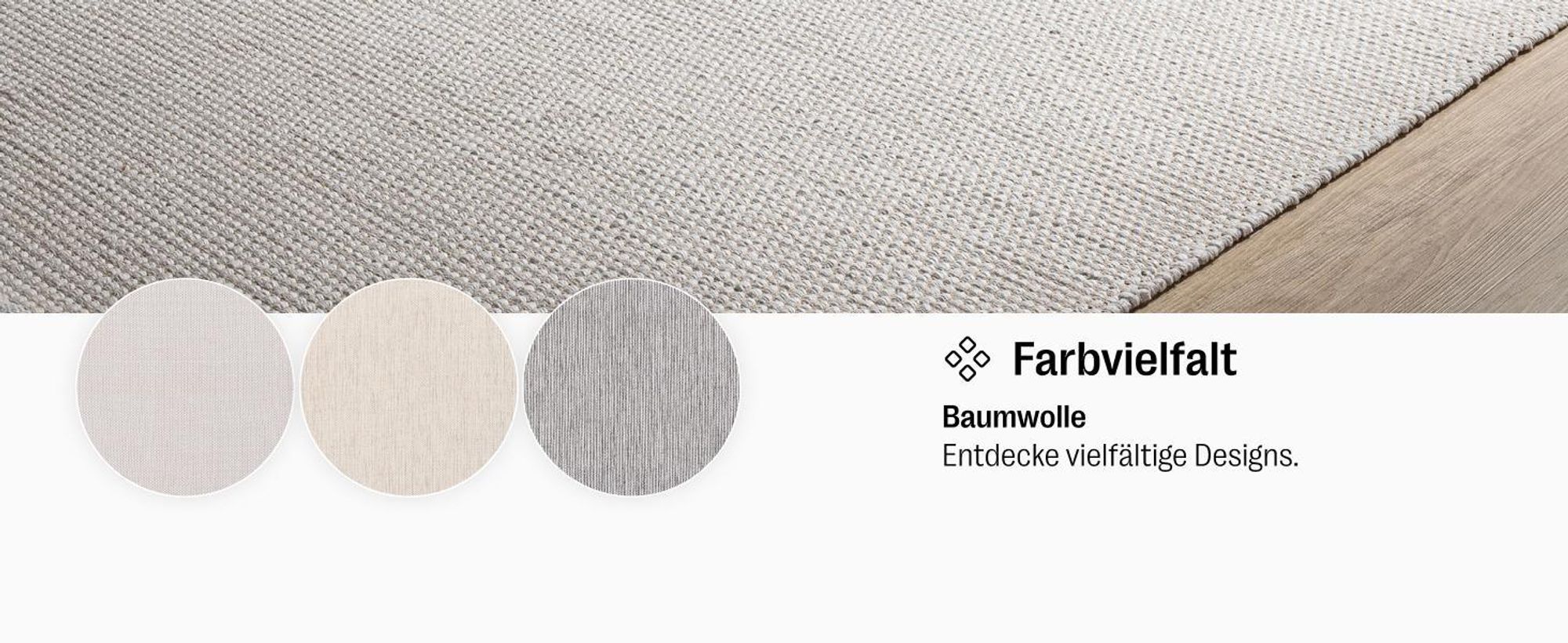 benuta Teppich Wohnzimmer Baumwollteppich Ron Creme 120x170 cm Wohnzimmerteppich Baumwolle Rechteckig