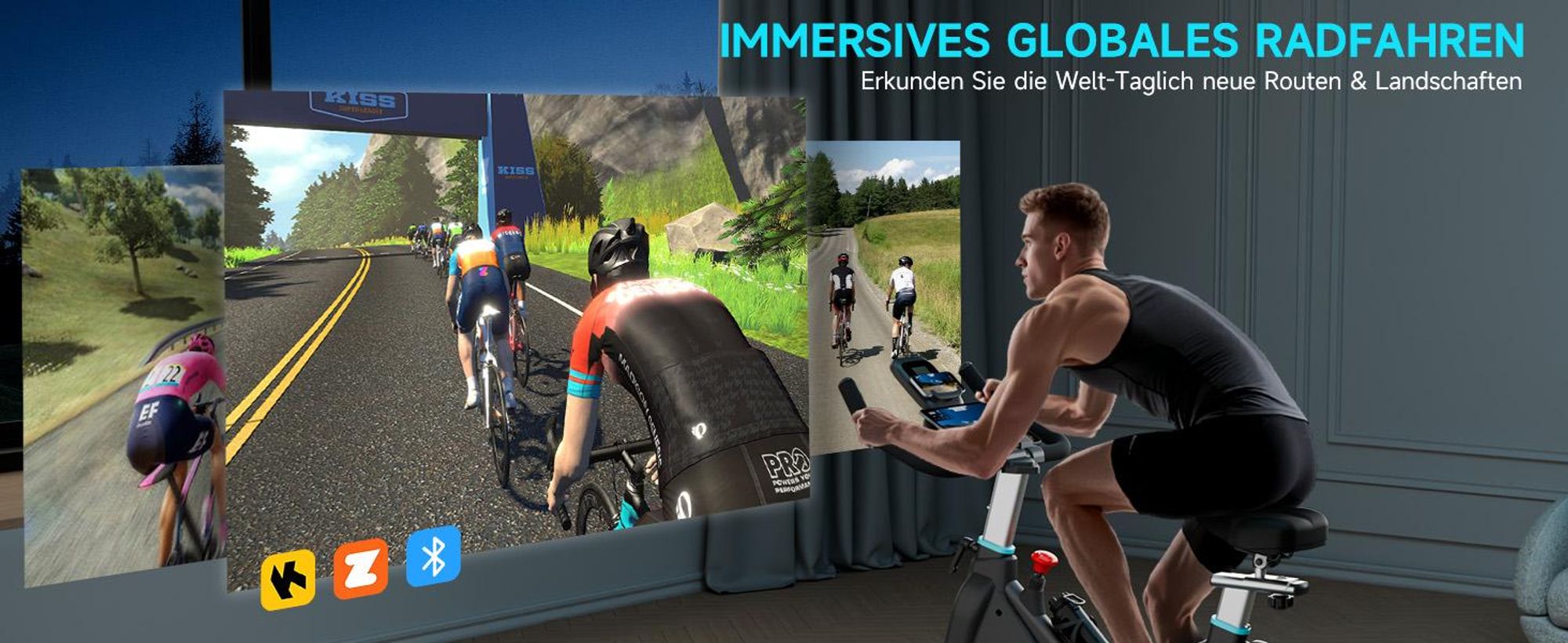 [2026 Aktualisierte] Wenoker Heimtrainer Fahrrad mit App, 0-100% Magnetwiderstand Ergometer, Schweres Schwungrad, Indoor Fitnessbikes Bis 160KG