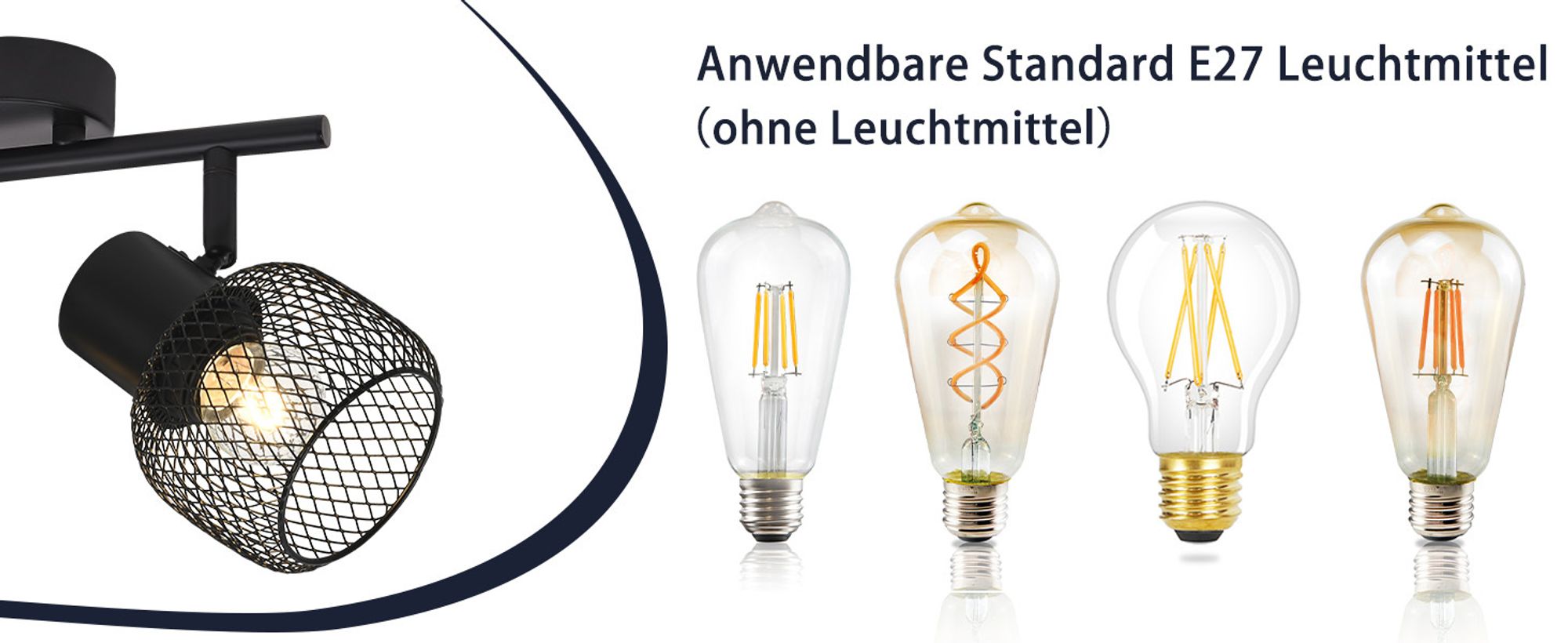 ZMH Deckenleuchte Schwarz Metall 2 Flammig Vintage E27 Deckenstrahler  Deckenlampe  Drehbar 330° Strahler Innen für Flur Wohnzimmer Schlafzimmer Küche