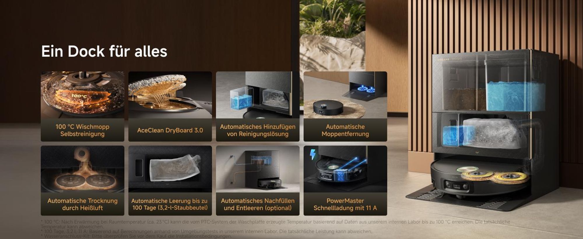 Dreame X60 Pro Ultra Complete Staubsauger Roboter mit Wischfunktion,42kPa Saugkraft,Doppelter UltraExtend-Arm,Zwei KI-Kameras,Selbstreinigung,Grau
