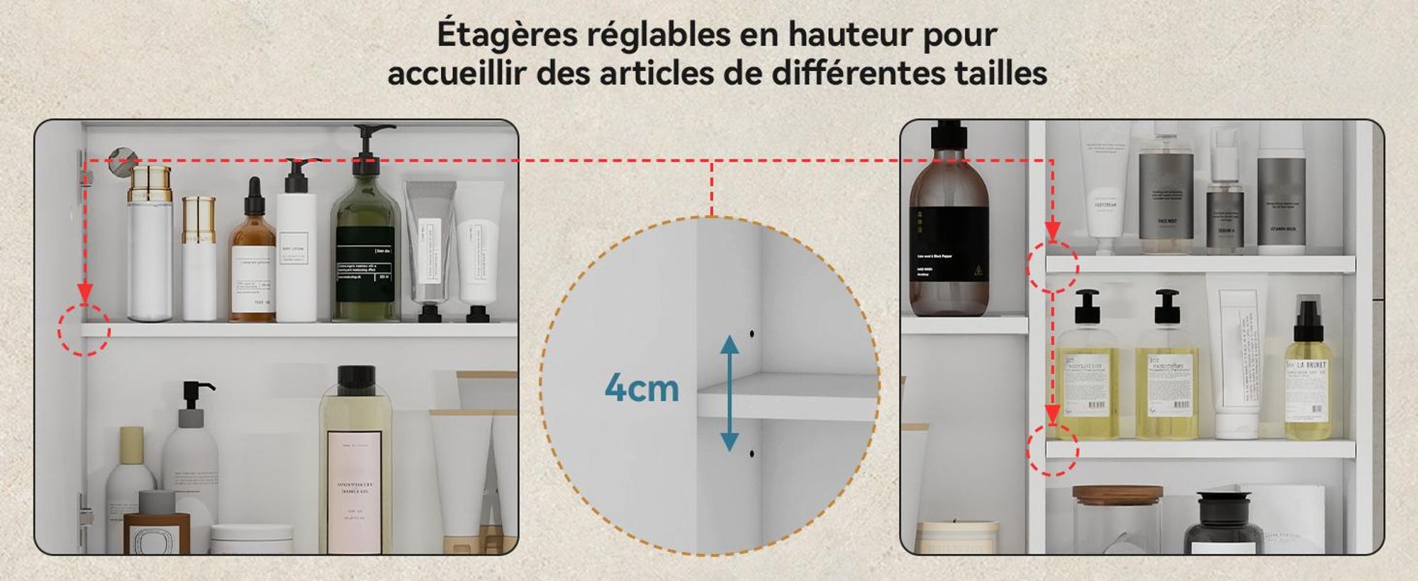 Puluomis armoire de toilette salle de bain 80cm avec 3 couleurs d'éclairage variable, horloge digitale, porte-serviettes, anti-buée armoire de salle de bain murale blanche