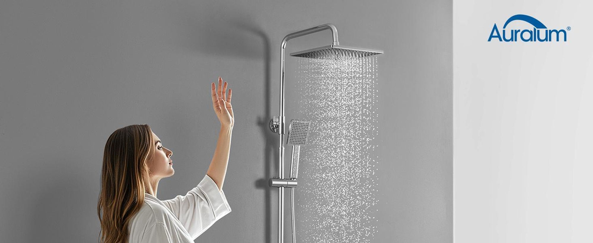 Auralum Duschset Duschkopf-Mischbatterie 2-Funktion Duschsystem mit Brause Wasserhahn, Chrom