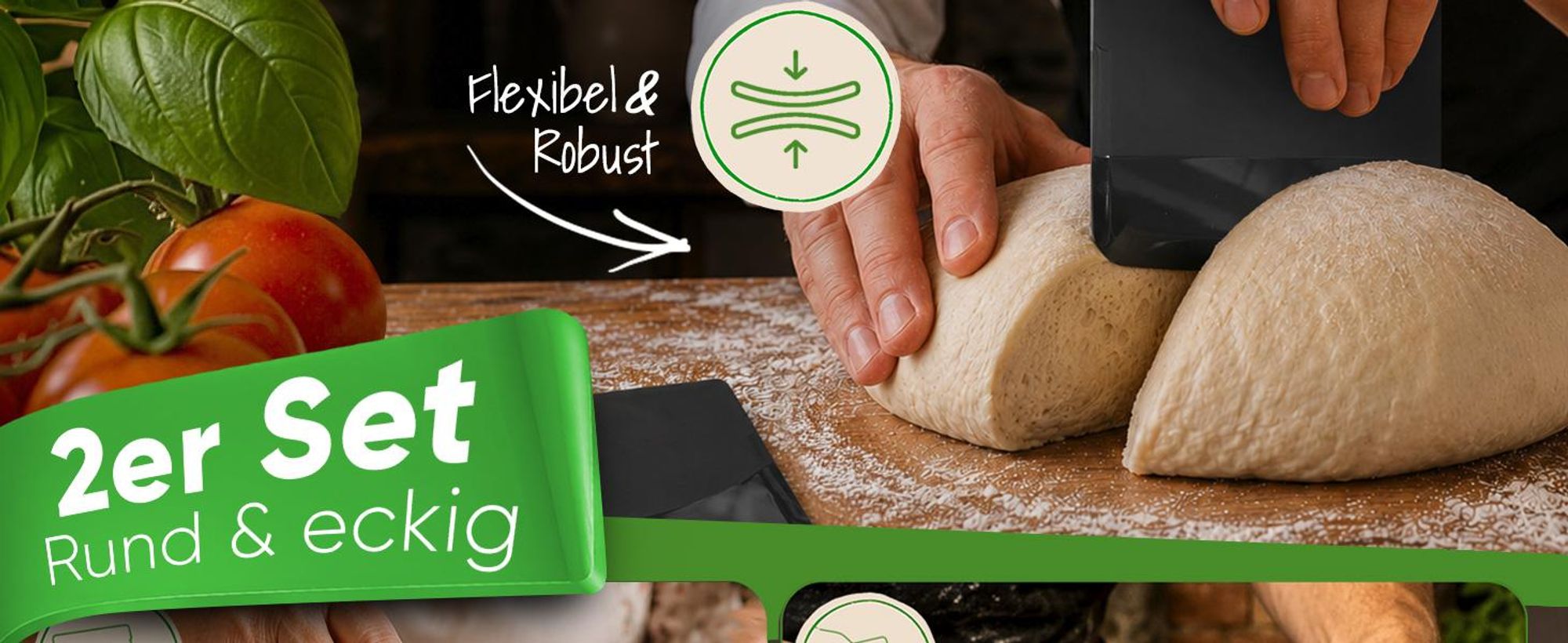 EDELFELD – Teigschaber [2er Set] Praktische Teigkarte zum Brot Formen – Flexibler Teigschaber & Teigspachtel zum Brot backen, portionieren – Zubehör