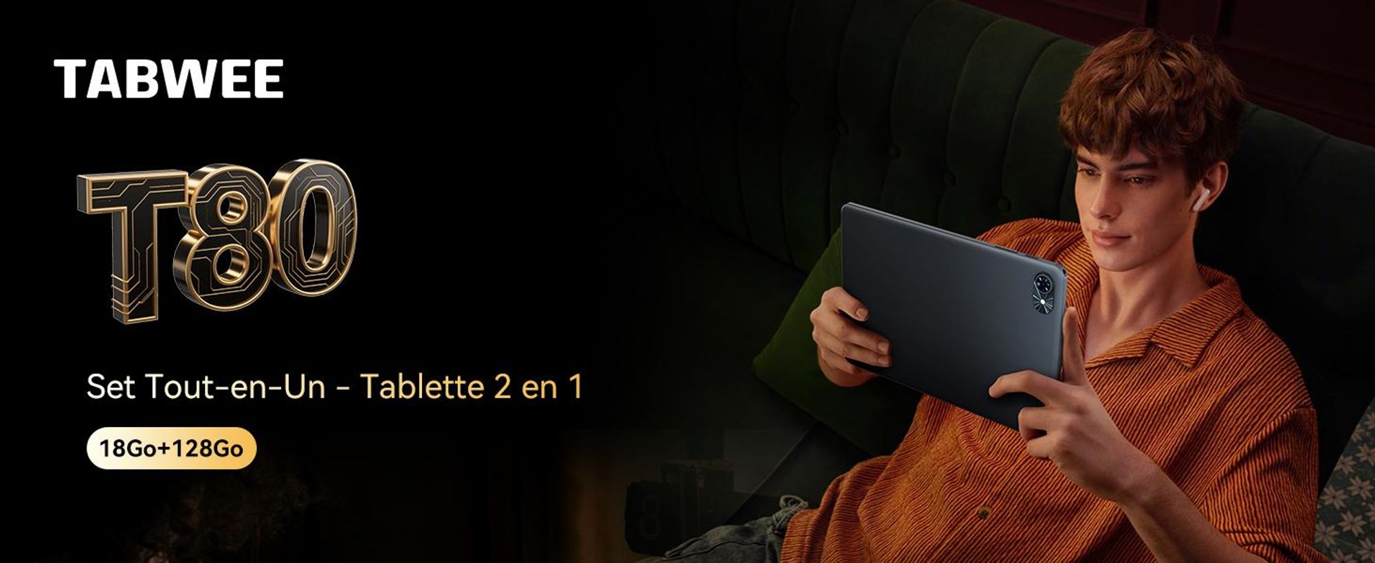 TABWEE T80 10" Android 16 – 18+128 Go, 6000 mAh. Kit complet : clavier, souris, stylet, housse, support, film. 5G WiFi, BT 5.0, Face ID, Gemini AI