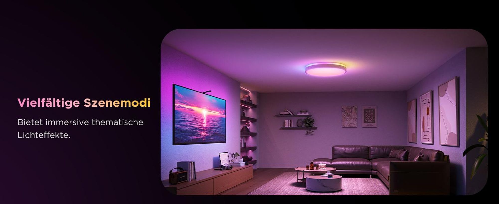 Govee Deckenlampe RGBIC, Smart LED Deckenleuchte 4300lm Kompatibel mit Matter, Alexa & Google Assistant, LED Lamp Dimmbar mit Hintergrundbeleuchtung