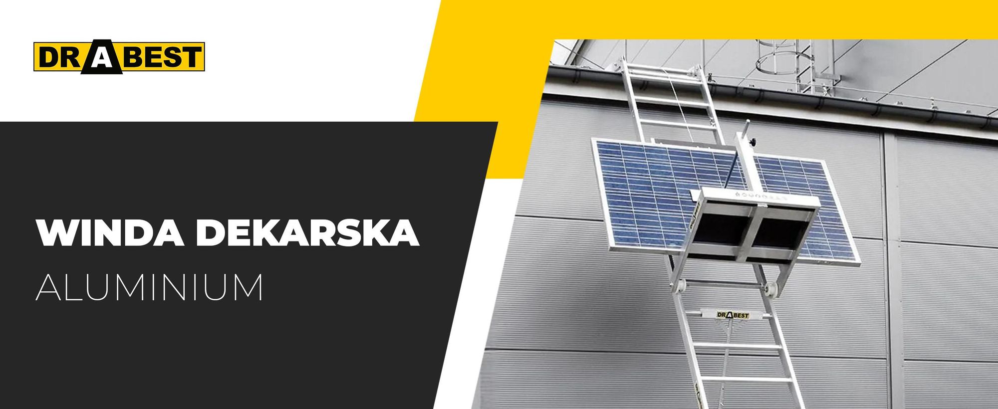 Drabest | Podnośnik Dachowy Do Systemów Fotowoltaicznych, Aluminiowy, 12,5 m, Udźwig 125 kg, Wciągarka Elektryczna 230 V 1050 W, Lina 12 m