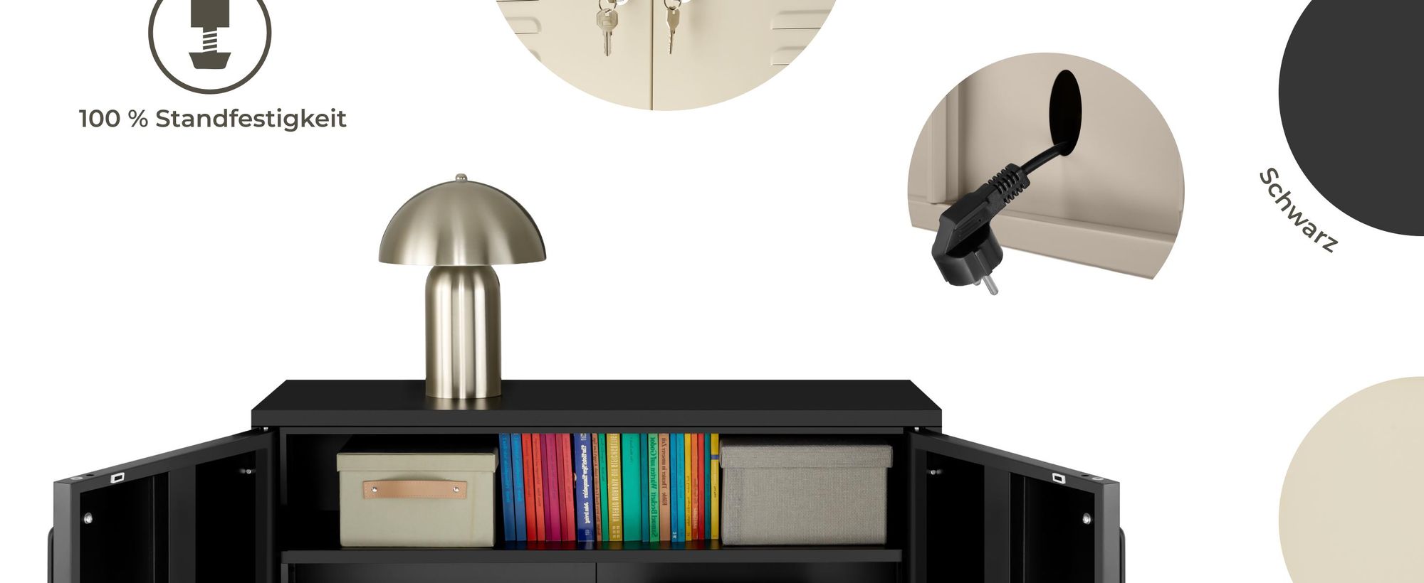tectake® Sideboard Baker Kippschutz, höhenverstellbare Füße