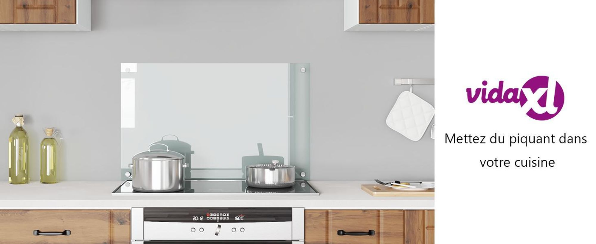 vidaXL Dos de cuisine Transparent 80×50 cm Verre trempé