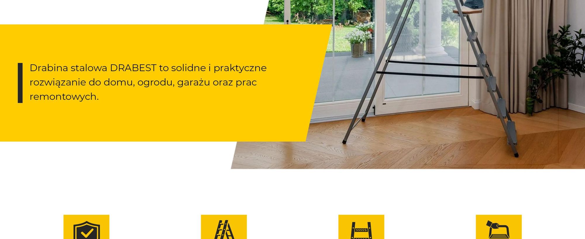 DRABEST | drabina - drabina stalowa - drabina domowa - drabina 7 stopni - składane stopnie -uniwersalna - udźwig do 125 kg