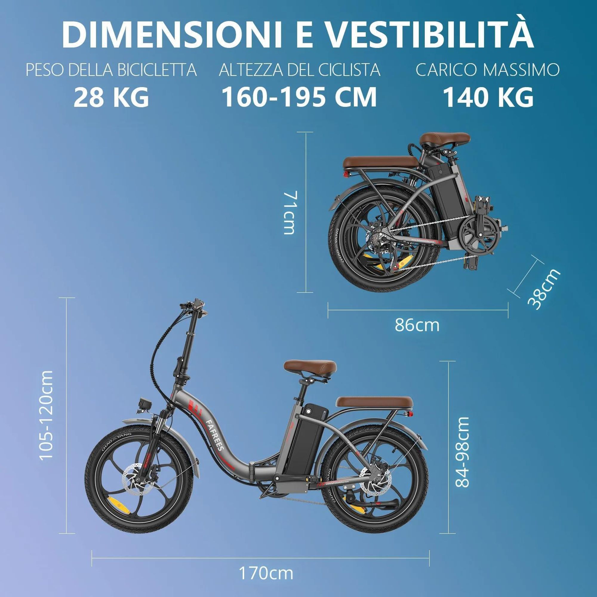 Bicicletta Elettrica FAFREES F20+ Pro - Motore 250W Batteria 36V25Ah Pneumatici Da 20" Freni A Disco Meccanici - Aurora Blu
