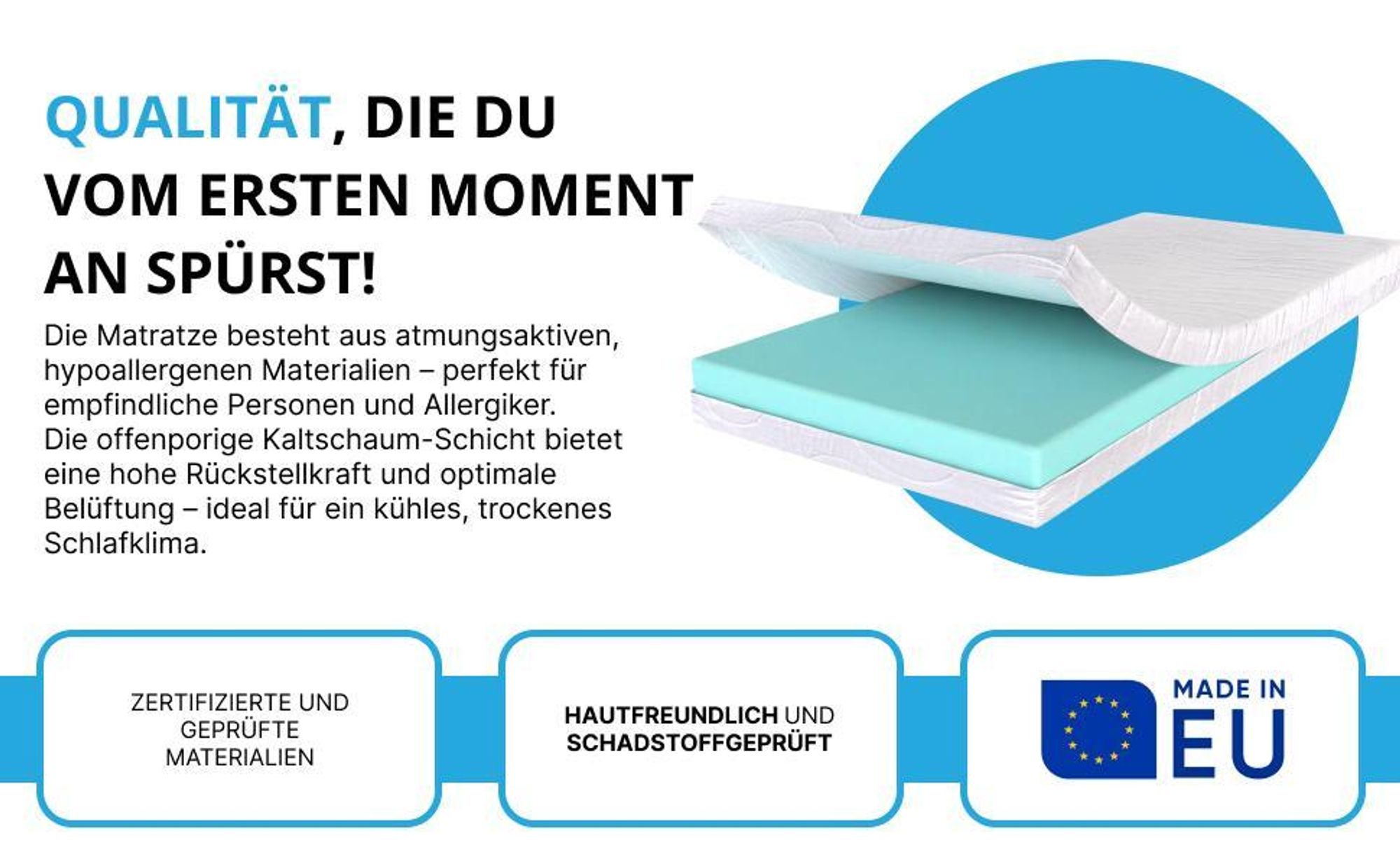 Pillows24 – Matratze 120x200 H3 | 13 cm Höhe | Kaltschaummatratze | Bezug waschbar bis 60°C | Atmungsaktiv & Hypoallergen Water Foam |  EU