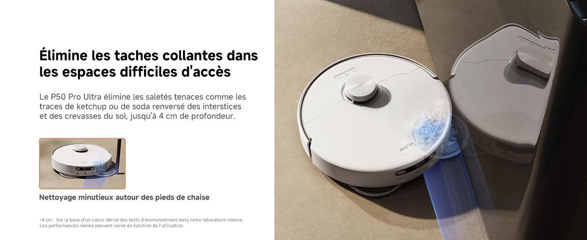 MOVA P50 Pro Ultra – Robot aspirateur et laveur, 19 000 Pa, lavage automatique des serpillières à 75 °C, vidage automatique