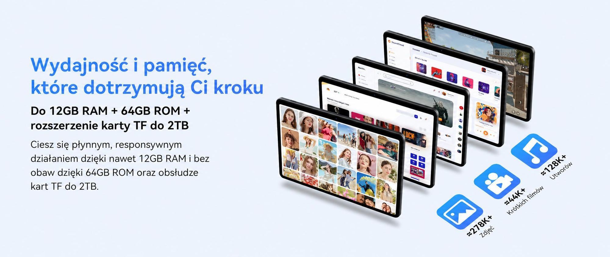 TABWEE T80 Tablet 10 cali, Android 15, 64 GB ROM, 1280 x 800 pikseli, bateria 6000 mAh, aparat 5 MP, WiFi 5G, Bluetooth, tablet Gemini AI