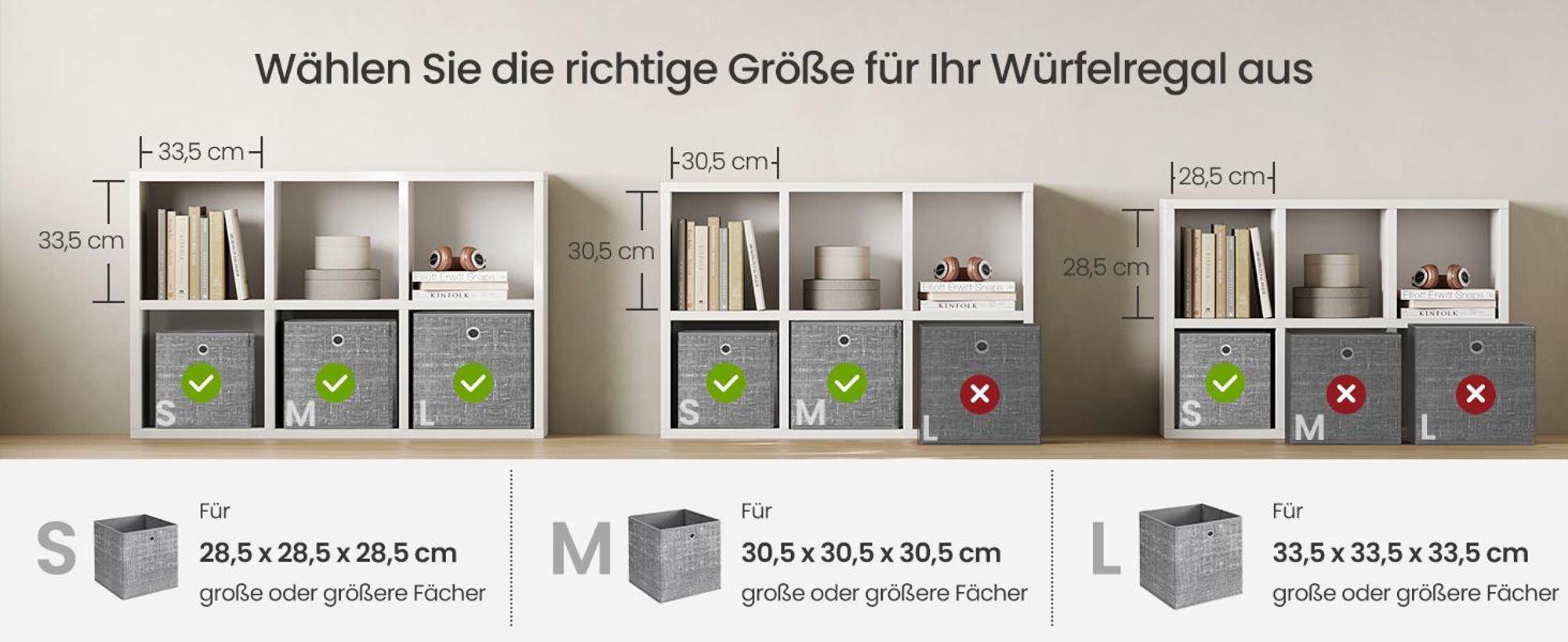 SONGMICS Aufbewahrungsbox Ordnungsboxen Aufbewahrungsbox, 6er Set, Ordnungsboxen aus Vliesstoff mit Griff