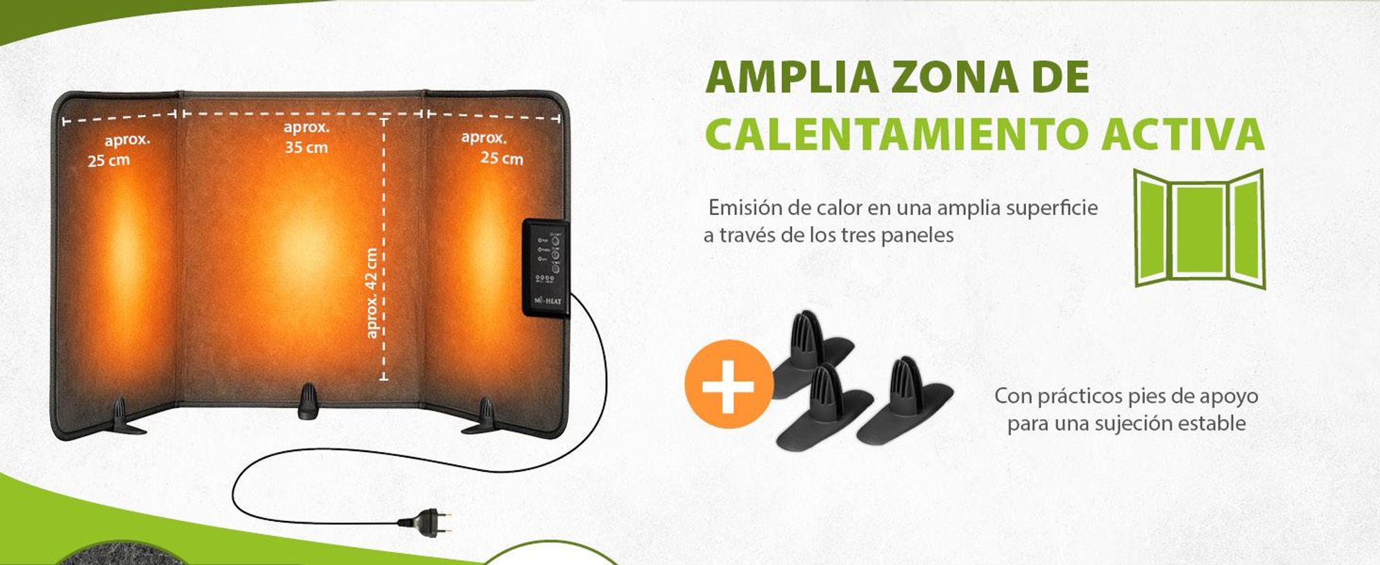 Panel calefactor plegable de 51x100 cm, calentador infrarrojo de mesa, temperatura máxima de 60 °C, panel calefactor plegable