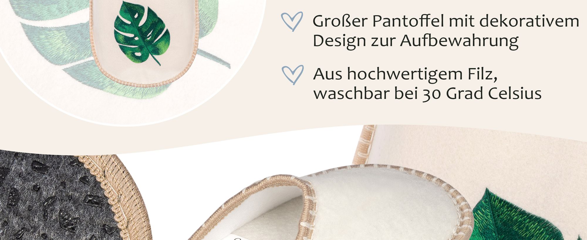 ONVAYA® ABS Gästepantoffel | Monstera | 6er Set | Antirutsch Sohle | Hausschuhe | Filzpantoffel | Gr. 36-45 Gästehausschuhe