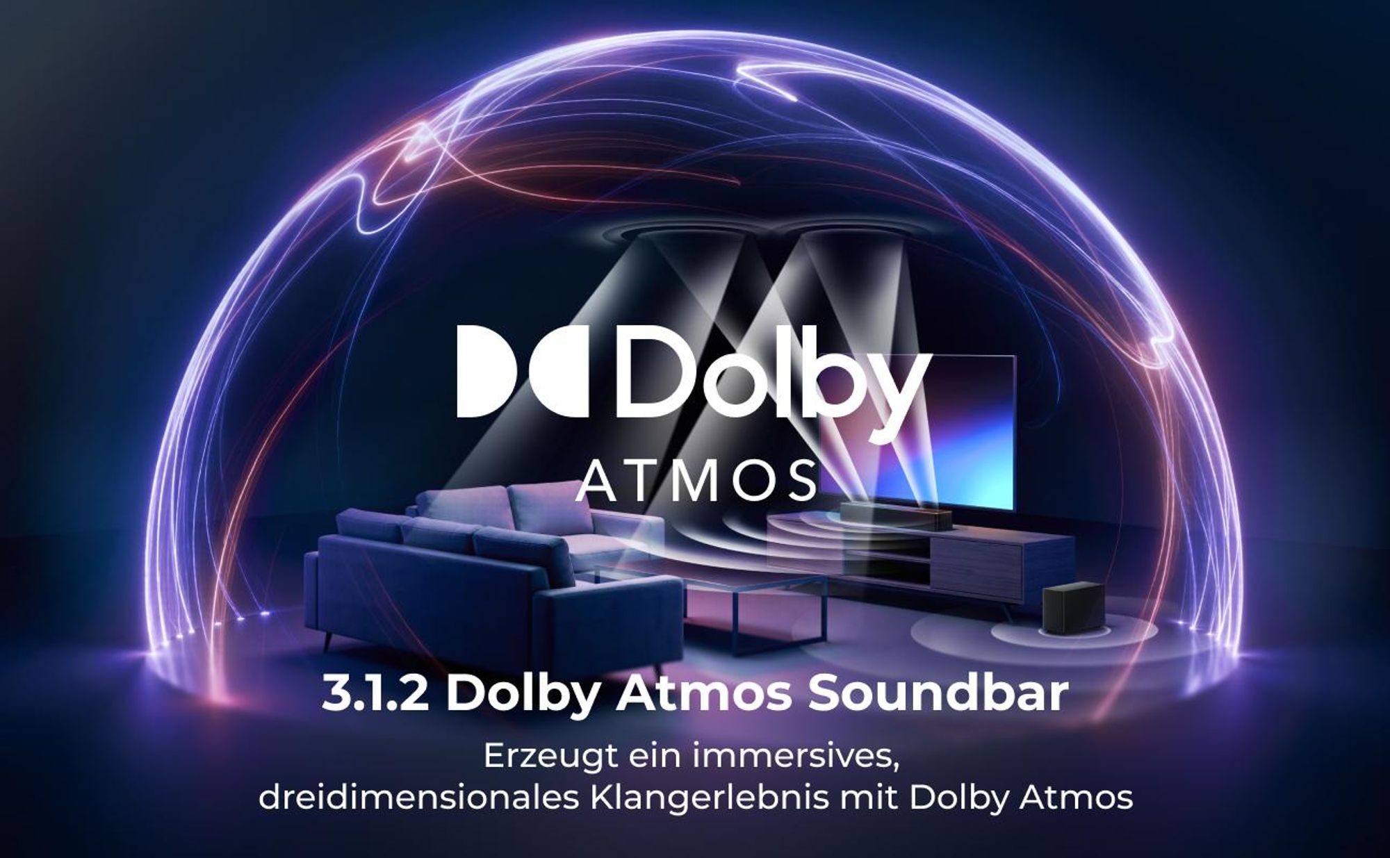ULTIMEA Poseidon M70 - Soundbar für TV, 3.1.2 Dolby Atmos, kabelloser 5,25" Subwoofer, HDMI eARC, Bluetooth® 6.0, 312 W Spitzenleistung