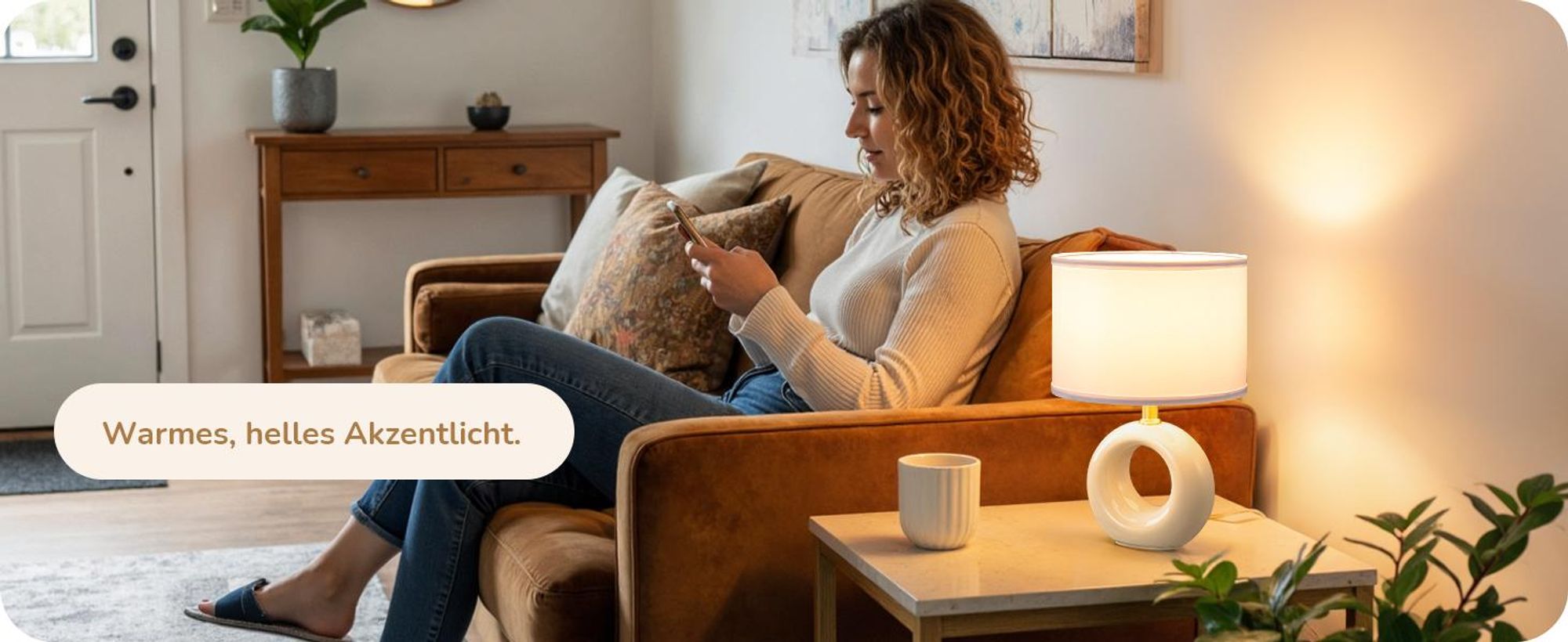 EDISHINE Keramik-Tischlampe, elegante und moderne Nachttischlampe mit Stoffschirm, E14-Leuchtmittel inklusive, 2700K Warmweiß