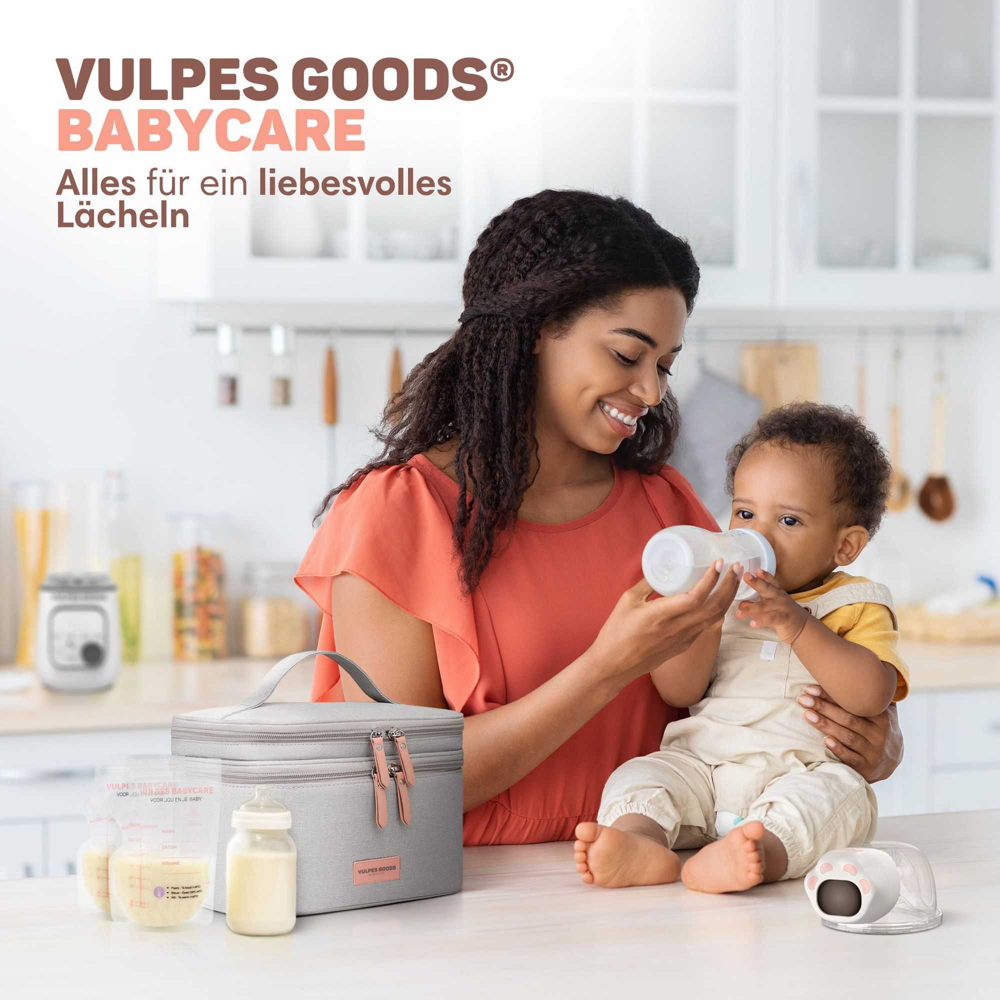 Vulpes Goods Kühltasche für Muttermilch & Babynahrung, Kühltasche mit Kühlakkus, Picknicktasche, Baby-Aufbewahrungstasche, hält bis zu 12 Stunden kühl