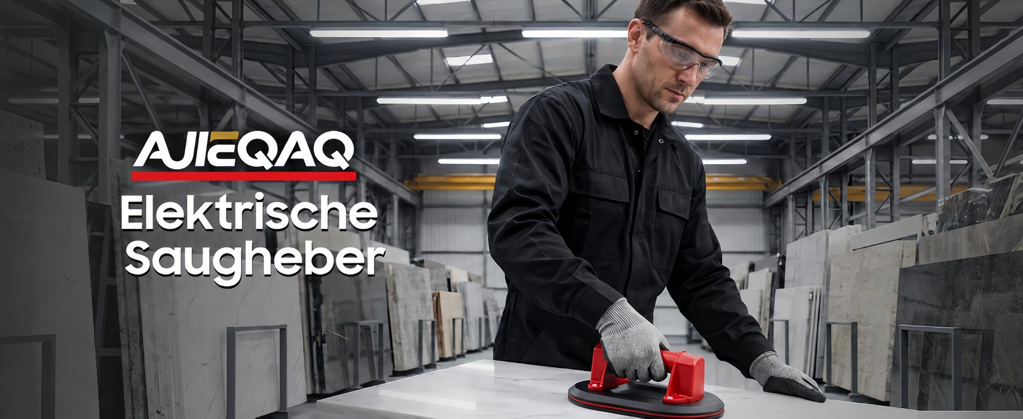 Akku Saugheber 300 kg, 10 Zoll Elektrischer Vakuumheber mit Digitalanzeige & Auto-Nachsaugen, für Fliesen, Glas & Stein