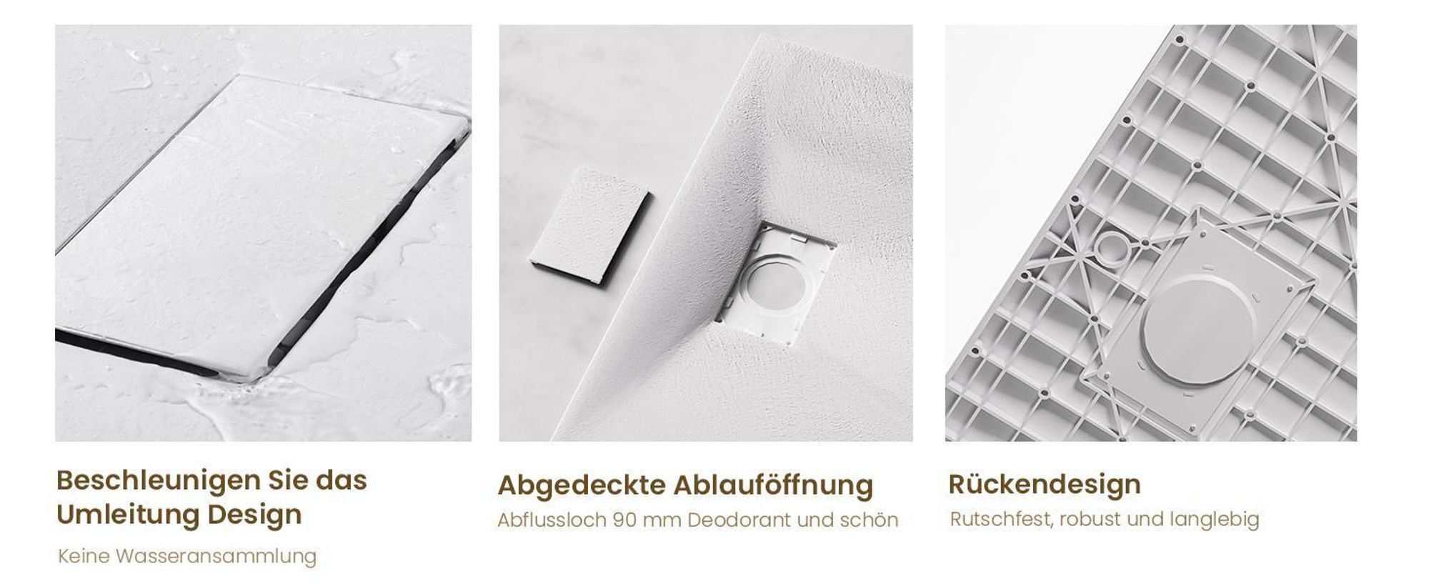EMKE Duschwanne Flach Rechteckig 120x90cm Duschtasse mit Rutschfeste Struktur in Weißer Steinoptik