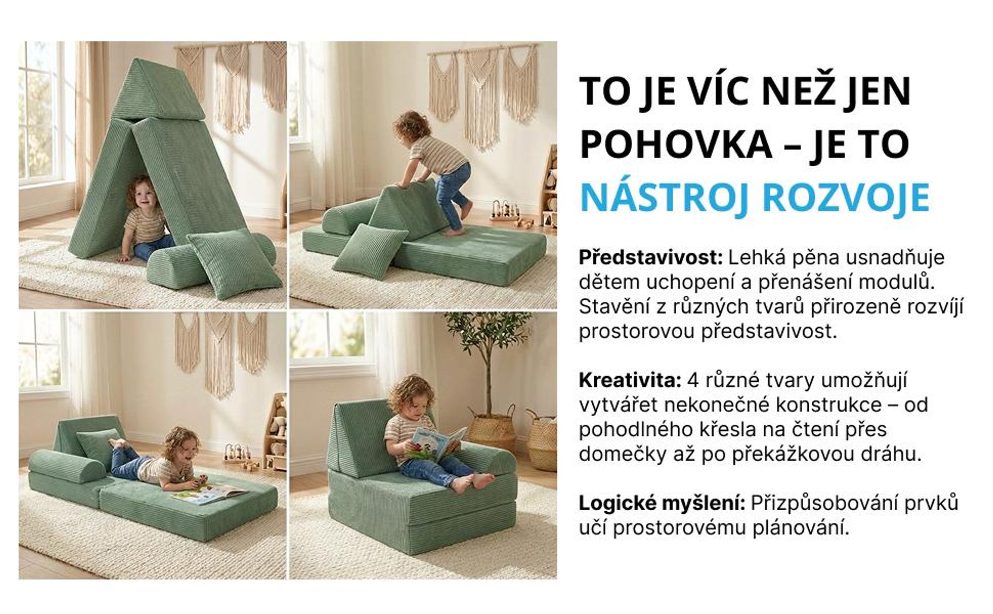 pohovka gauč křeslo dětská hraní kostky pěnové manšestr rozkládací