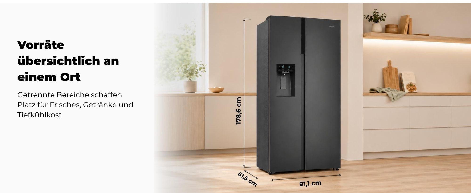 Exquisit Side by Side 528 l No Frost | Energieklasse C | leise 37 dB | Wasserspender | freistehend | SBS5530-CT-010Cinoxlook-az