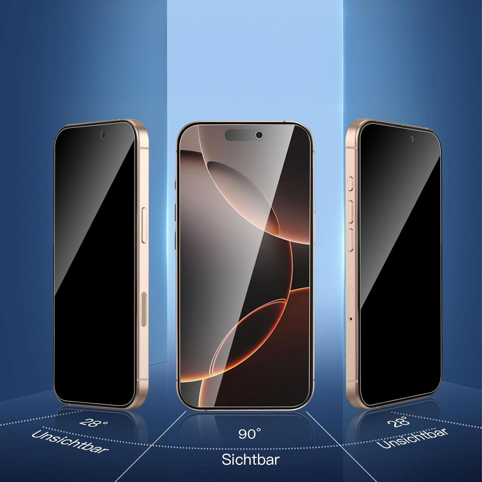 alkaya. iPhone 16 Pro Max Displayschutzglas Privacy, Panzerglas, Schutzfolie