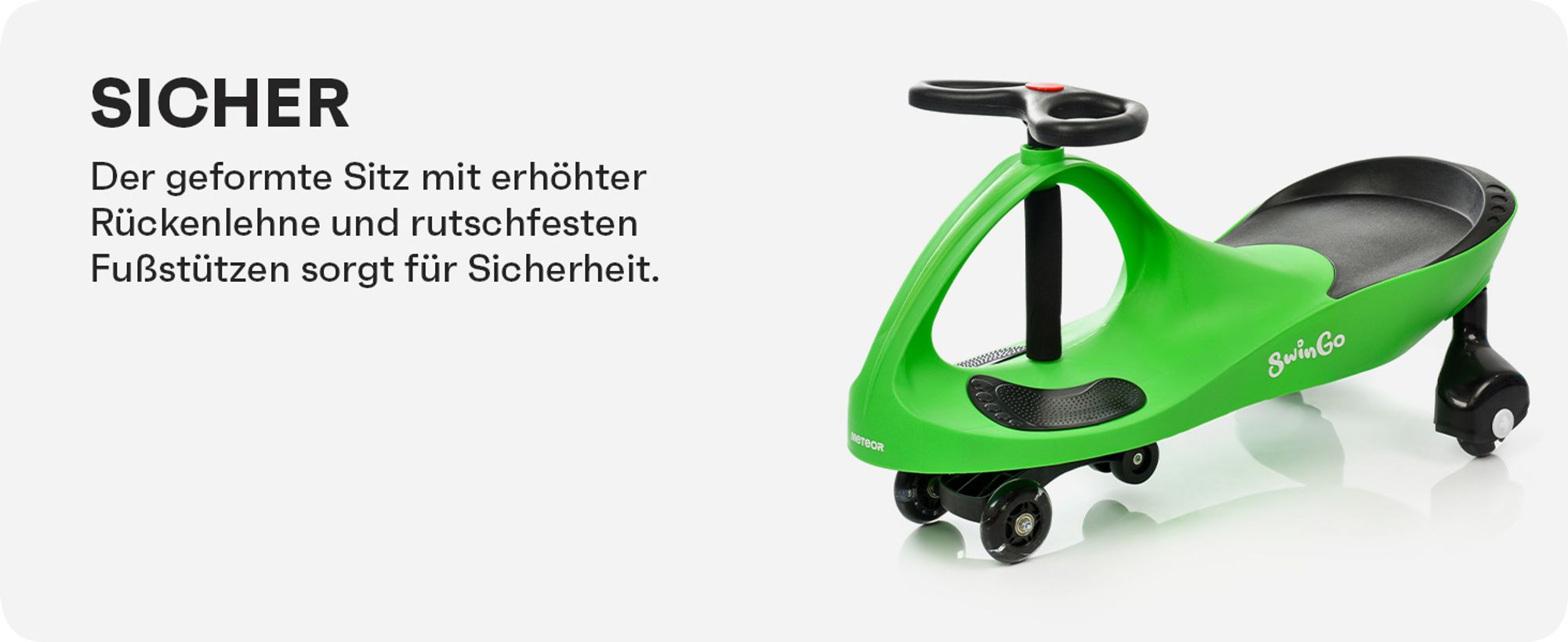 SWING CAR METEOR SWINGO Grün Rutschauto für Kinder halten des Körpergleichgewichts Auto Swing Car Rutscher