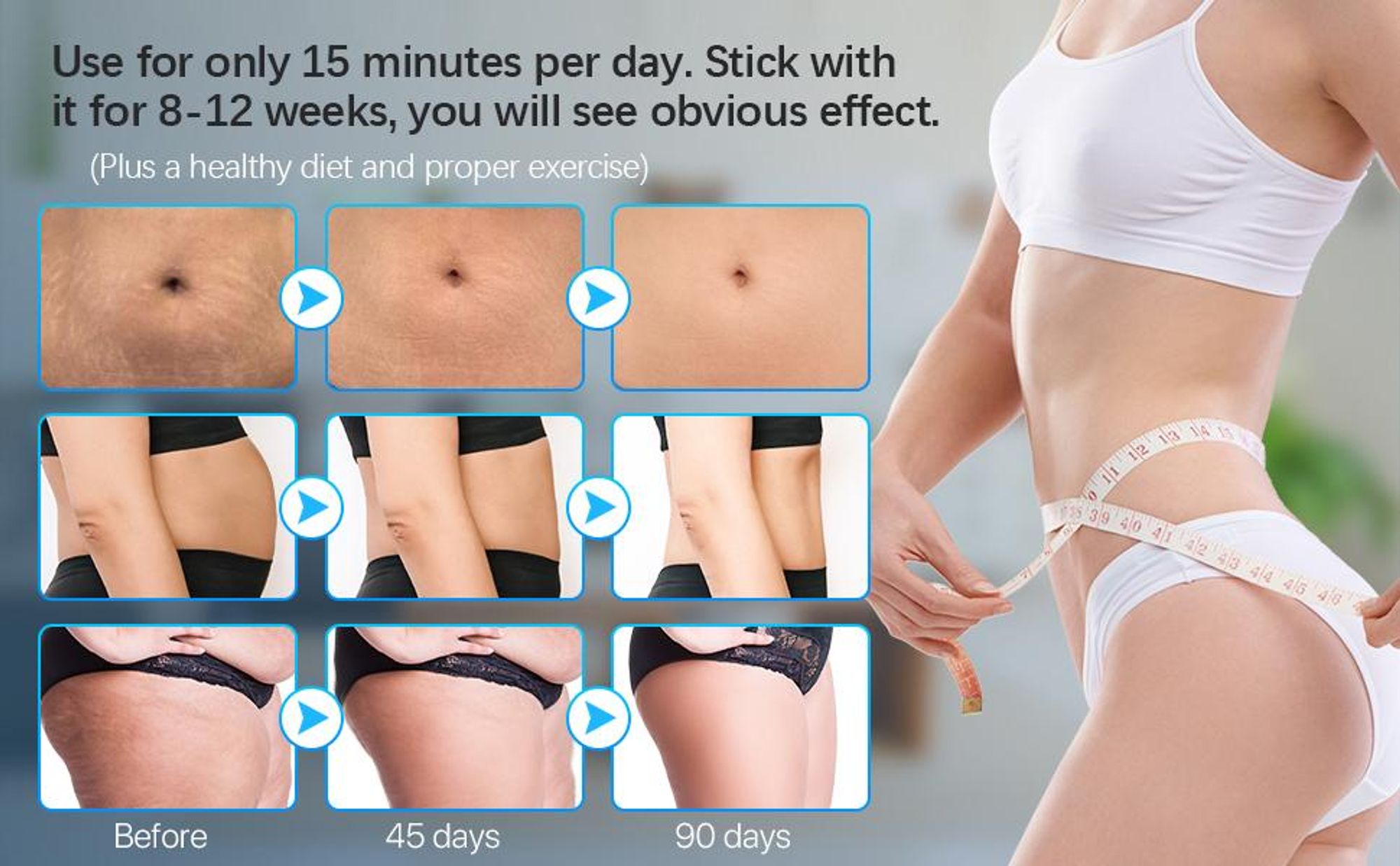 Cellulite-Massagegerät gegen Lipödem, Handmassagegerät mit  4 Massageköpfen, geeignet für Bauch, Taille, Arme, Beine und Gesäß (Roségold)