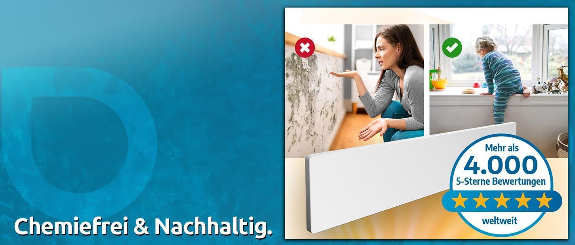 Schimmel an der Wand - mit Schimmel Dry entfernen - chemiefrei und umweltschonend.