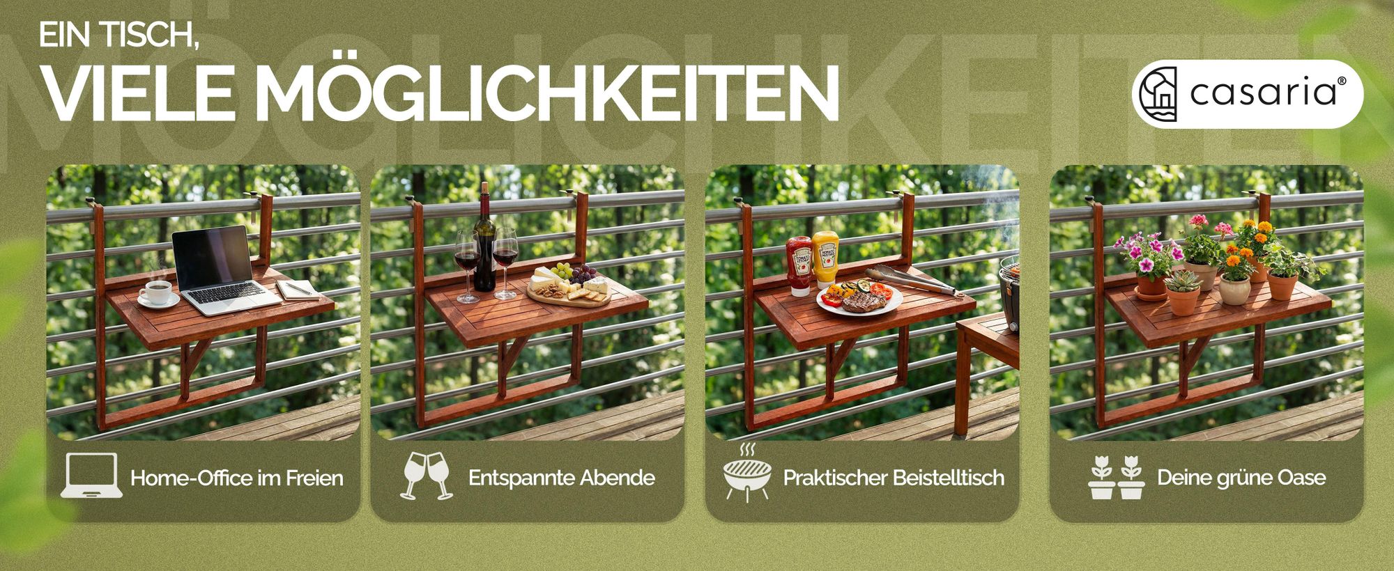 CASARIA® Balkontisch Klappbar