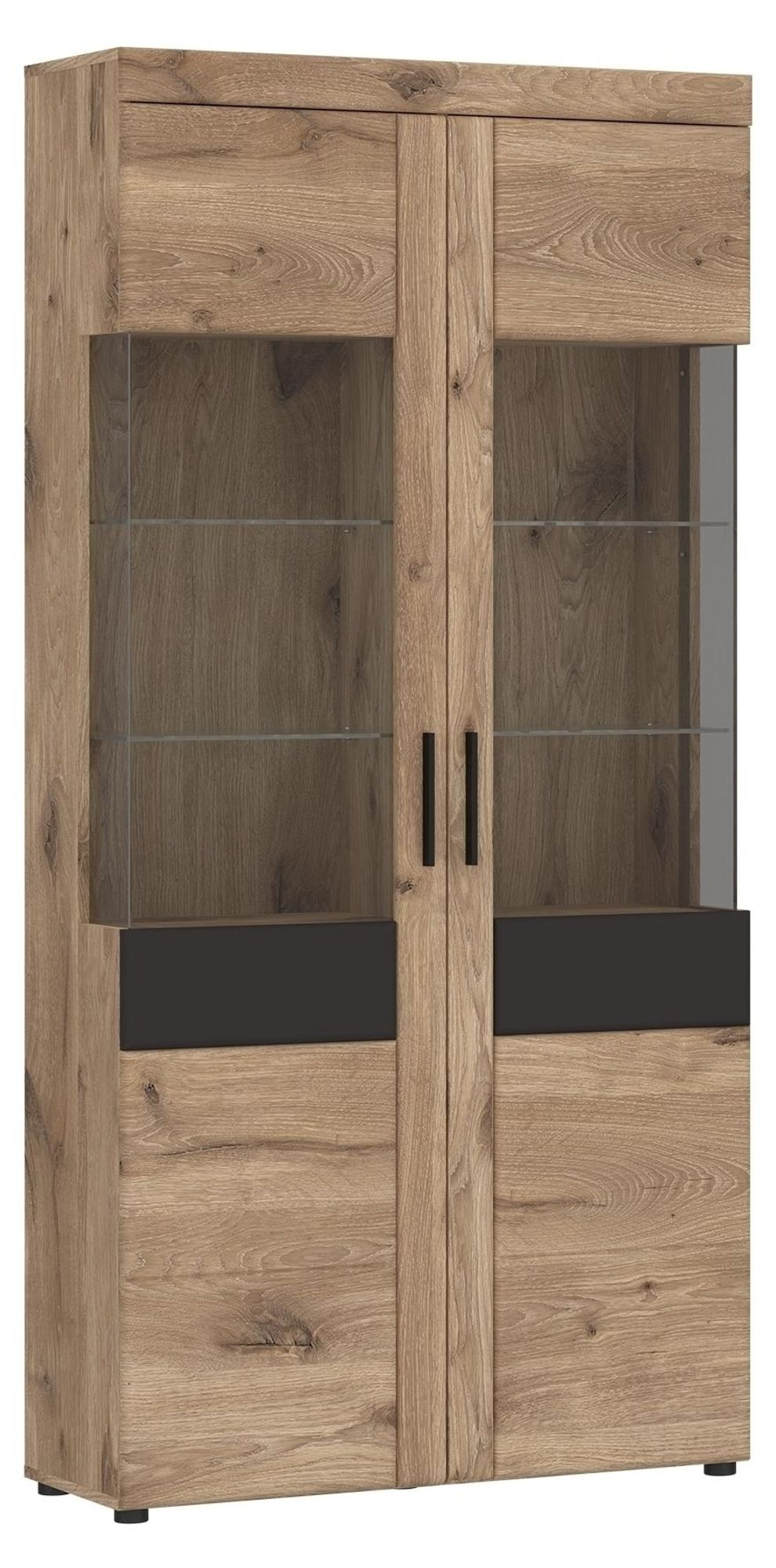 GRANO Glasvitrine – Standvitrine mit Softclose-Scharnieren und 6 Einlegeböden
