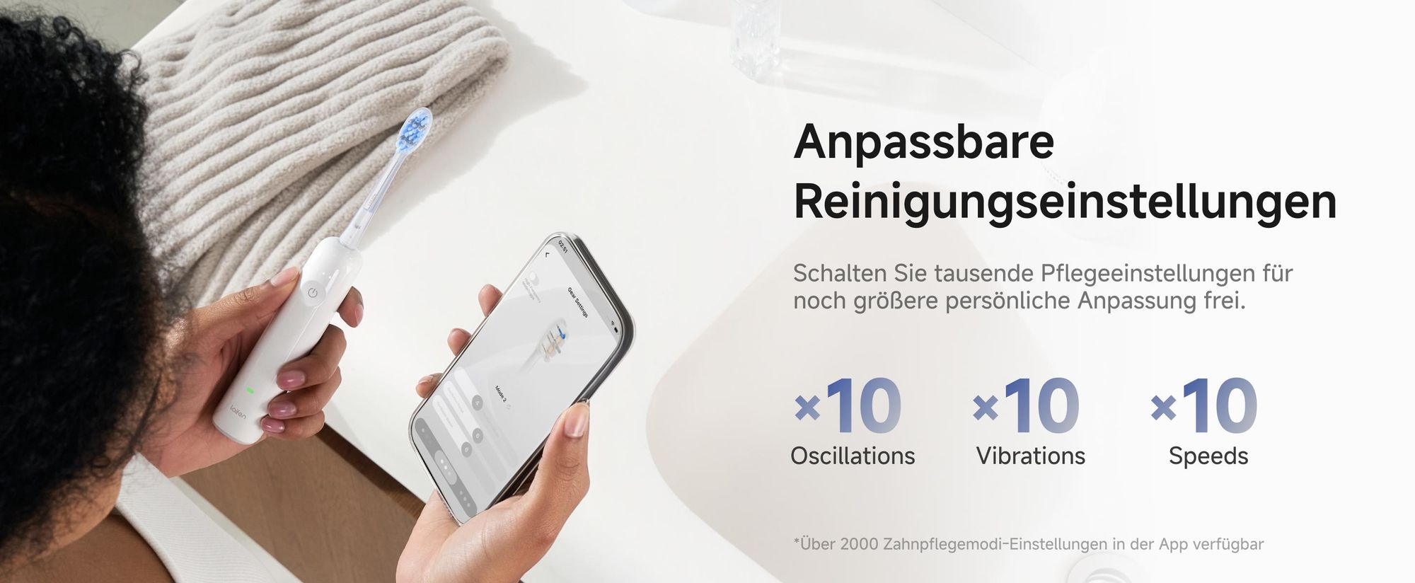 Laifen Wave Pro Elektrische Schallzahnbürste mit App, Drucksensor, 70 Tage Akku, kabelloses Laden und intel-Weiß