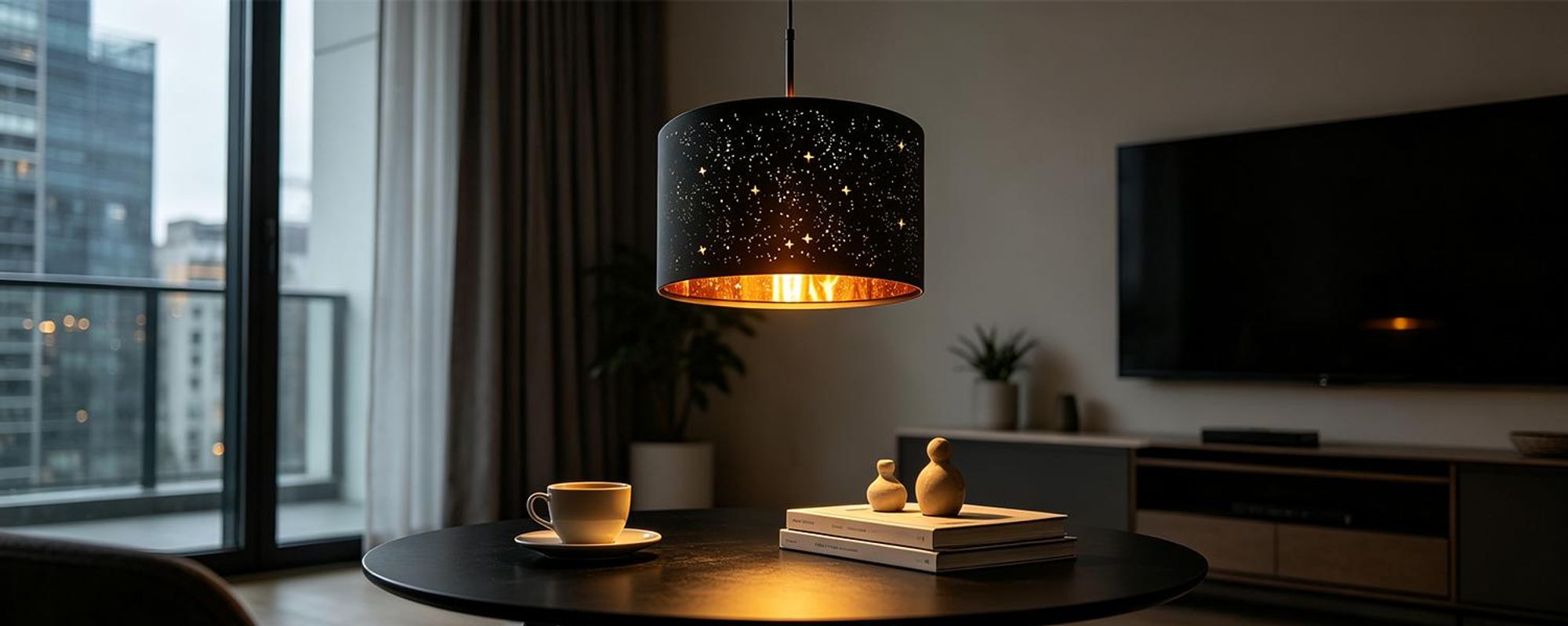 ZMH Pendelleuchte Schwarz esstisch Hängelampe  Modern  Hängeleuchte  Stern Stoffschirm Design Esstischlampe E27 Fassung Pendellampe für Wohnzimmer Esszimmer Schlafzimmer