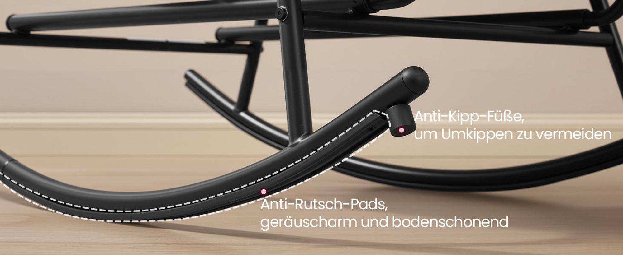VASAGLE Relaxsessel mit ausziehbarer Fußstütze, Schaukelsessel, abnehmbares Kissen, Stahlgestell, bis 136 kg, beige