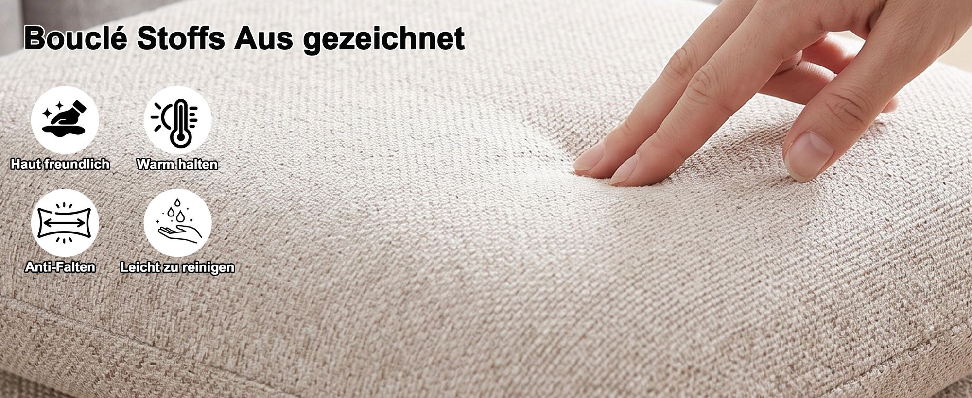 Duhome Sitzhocker aus Bouclé Polsterhocker 360° Drehbar Ottoman Modern Fußhocker für Wohnzimmer Schlafzimmer Flur, Beige