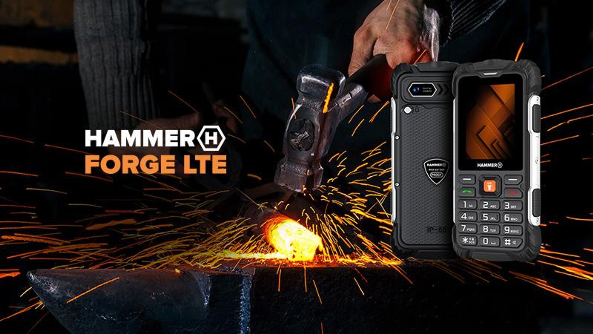 HAMMER FORGE LTE – Robustes, gepanzertes Smartphone 3000-mAh-Akku, 4G LTE, Dual-SIM, robust – wasser-, staub- und stoßfest IP68