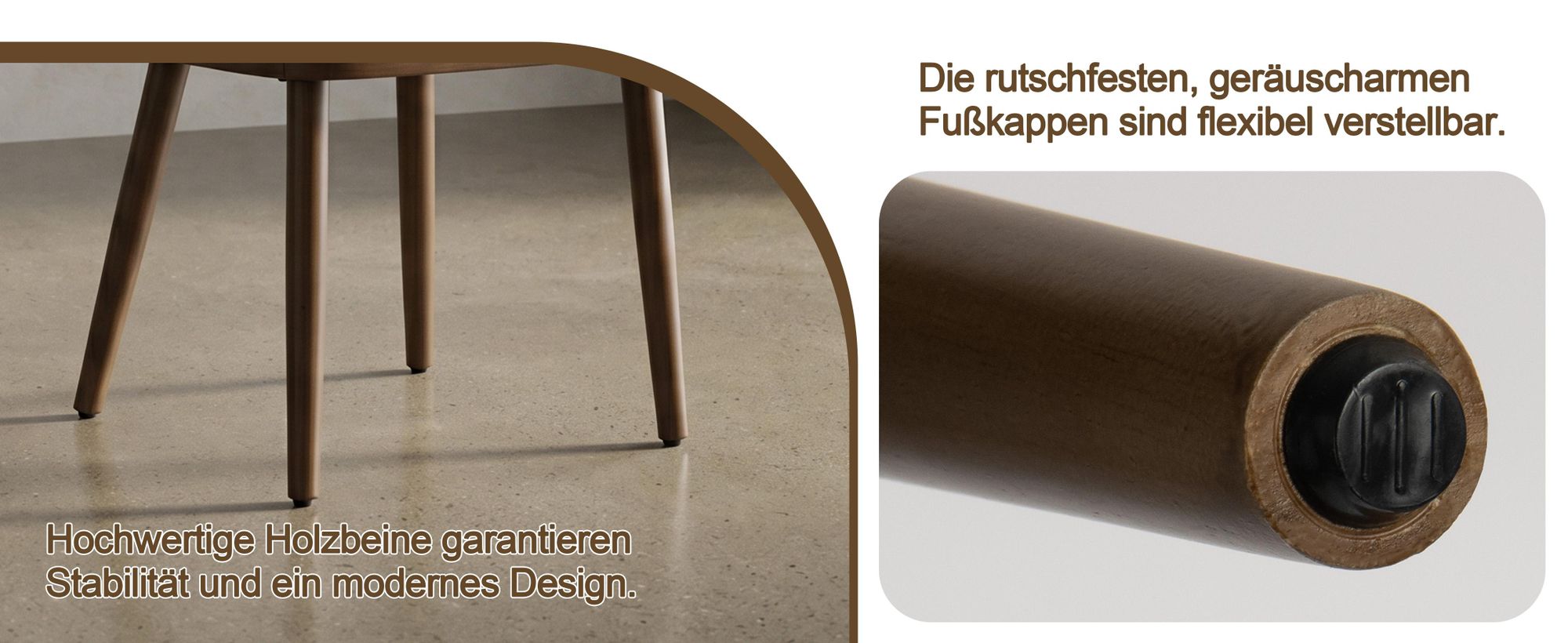 Duhome Esszimmerstuhl 2er Set Küchenstuhl aus Leinen und Holz Polsterstuhl mit Gebogene Rückenlehne für Esszimmer Wohnzimmer Restaurant, Kaffeebraun
