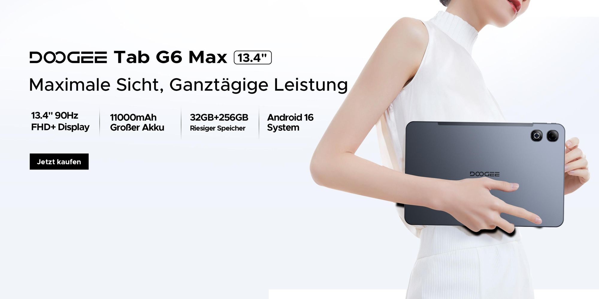 DOOGEE Tab G6 Max Tablet,Android 16, 13,4 Zoll, 32(6+26)GB+256GB/2TB TF, 4G LTE, 90Hz,11000mAh/18W,Widevine L1, 5G WiFi
