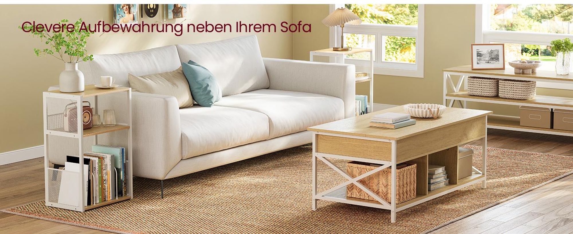 VASAGLE Plattenspieler-Ständer 3 Ebenen, für bis zu 100 Alben, Beistelltisch für Wohnzimmer, Schlafzimmer, Goldeichenfarben und Cremeweiß
