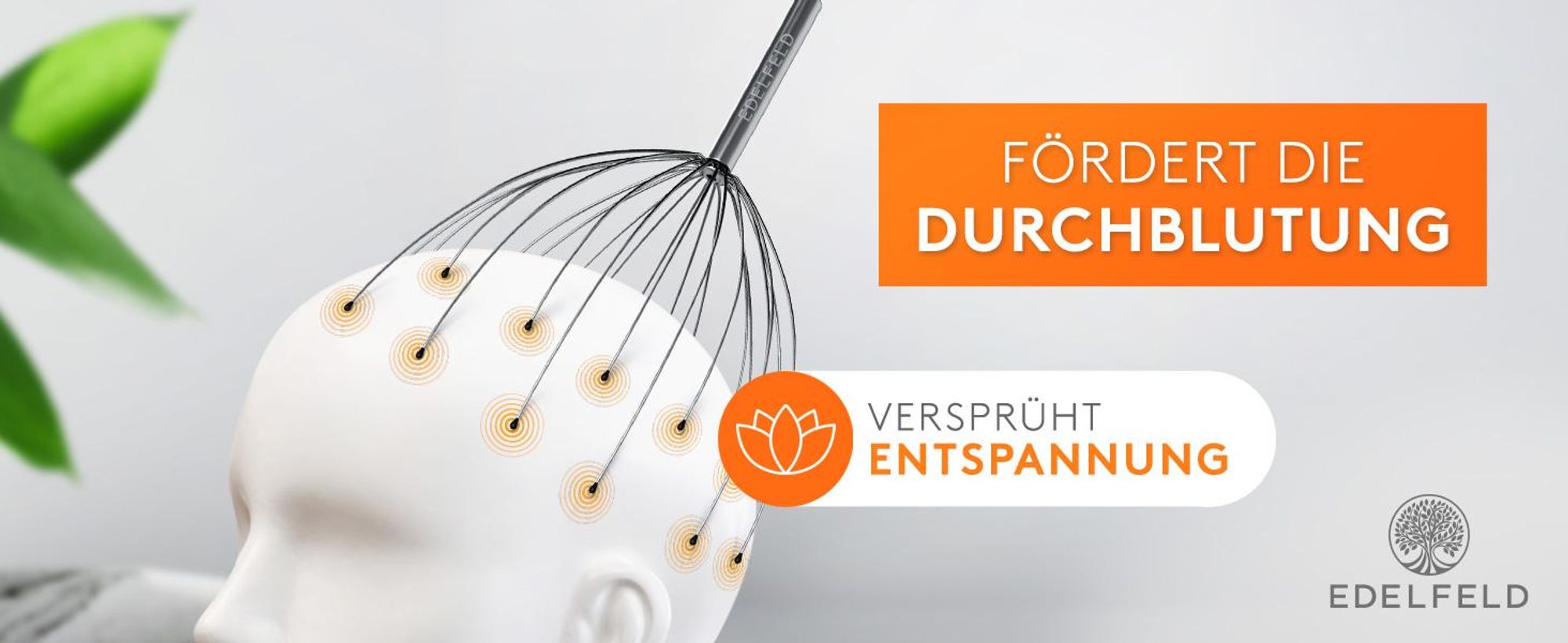 Die entspannende Kopfmassage Spinne mit 28 Fingern von Edelfeld [VERBESSERTE VERSION] – Kopfmassagegerät mit Auslegern auf 2 Ebenen – Kopfkrauler