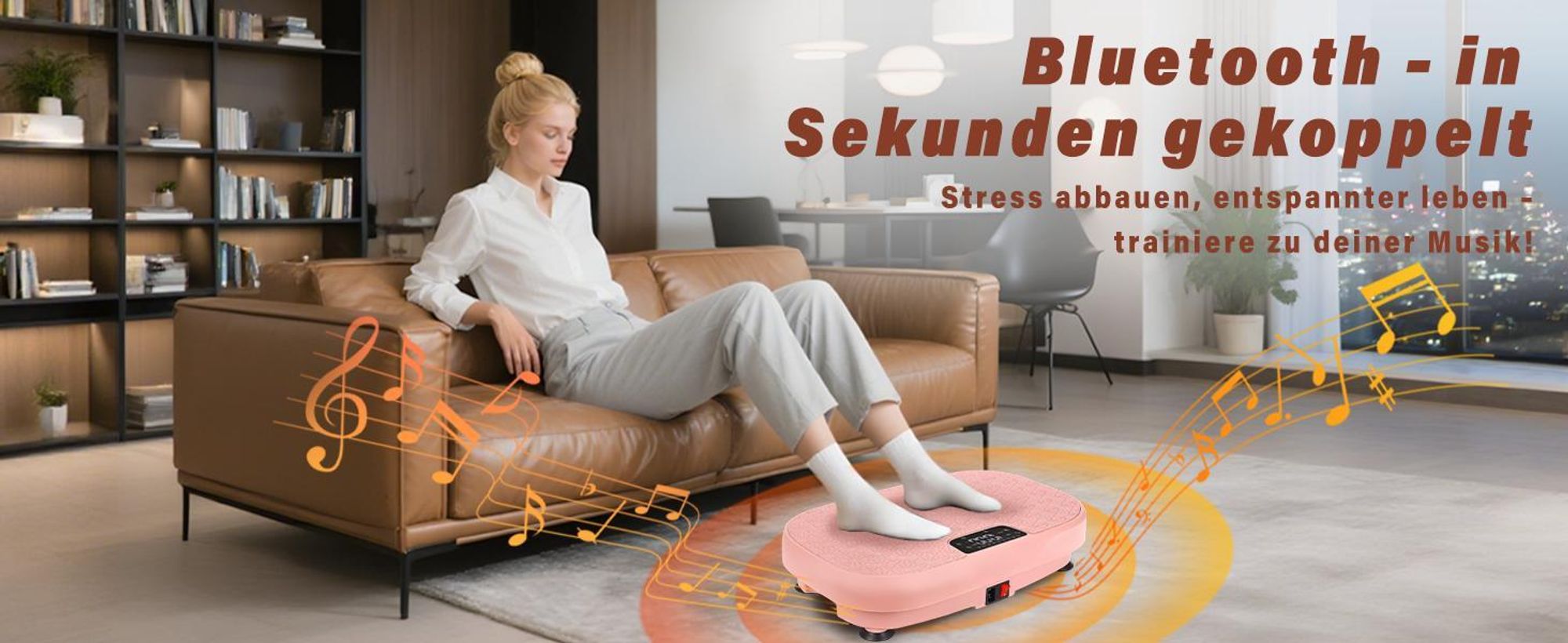 ZMH Vibrationsplatte Vibrationsplatte bis 150kg 9 Trainingsprogramme 199 Intensitätsstufen 200 W Vibration Plate Bluetooth Fitnessgeräte Zuhause Rosa