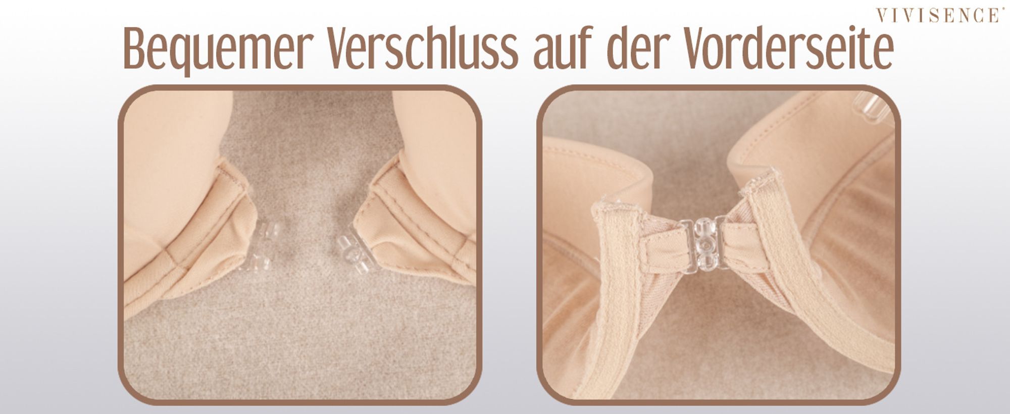 Vivisence Eve Damen bh ohne bügel push up Vorderverschluss 85C - Rückenfreie kleidung Träger transparent Einlagen push up Microfaserstoff - Weiß