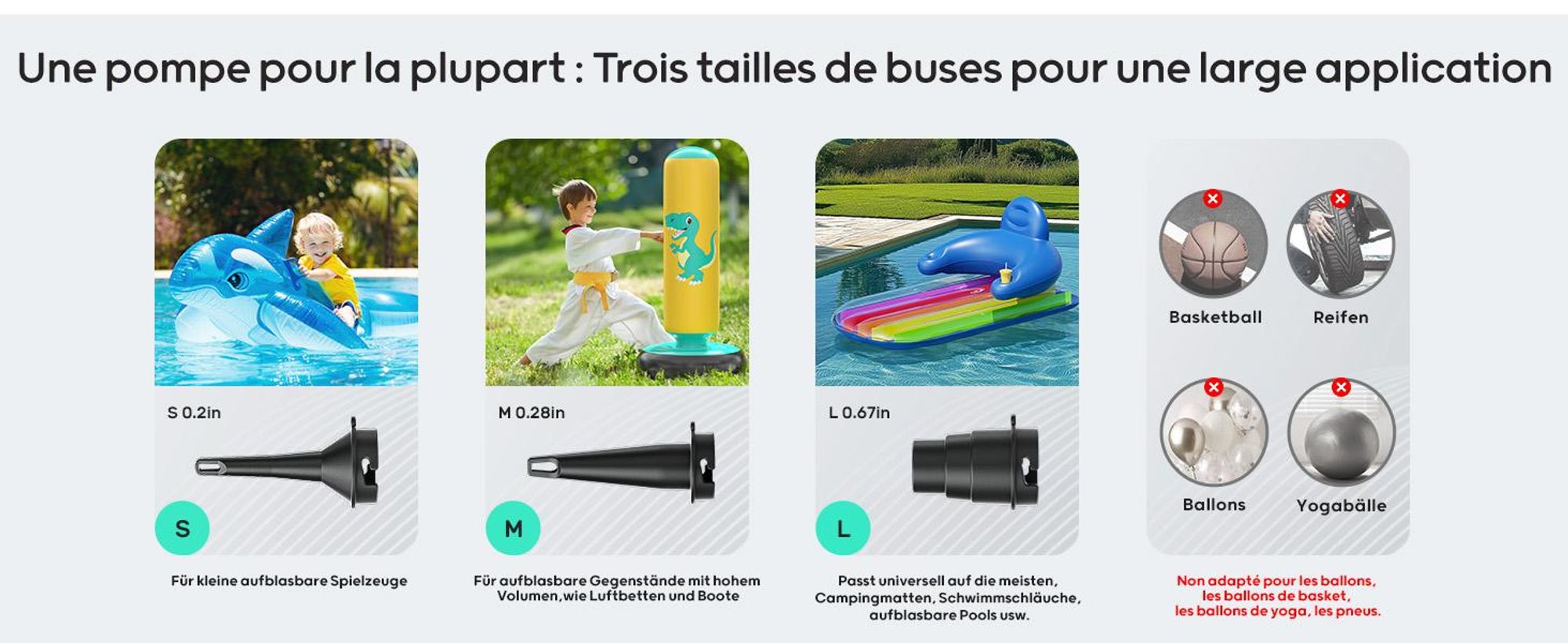 Elektrische Luftpumpe, 5000mAh Wiederaufladbare Akku Luftpumpe, Quick-Fill Inflator Deflator Luftpumpe Elektrisch mit 3 Luftdüsen für Camping Isomatte